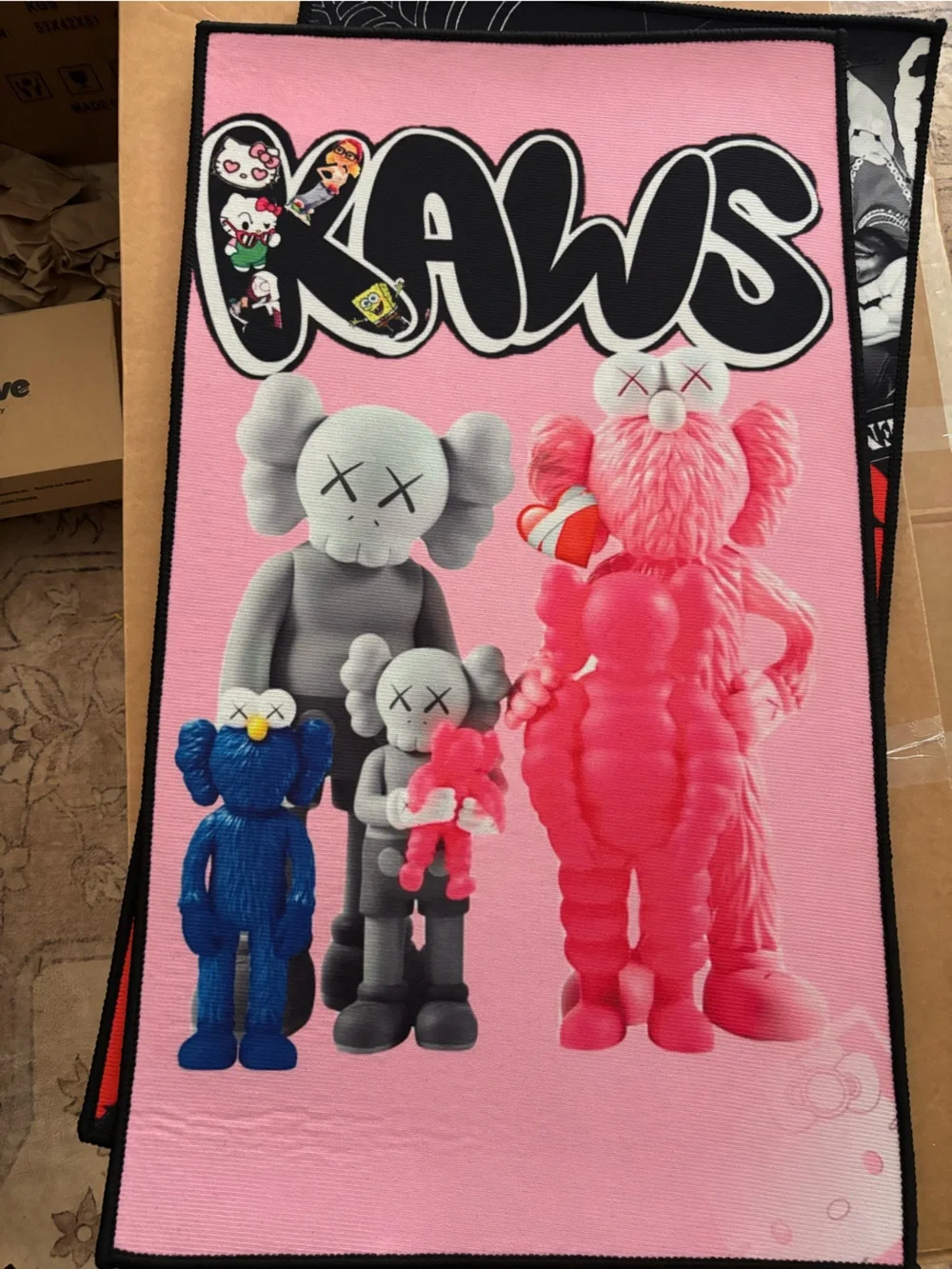 KAWS Style Pink Pop Art Tapestry Wall Hanging